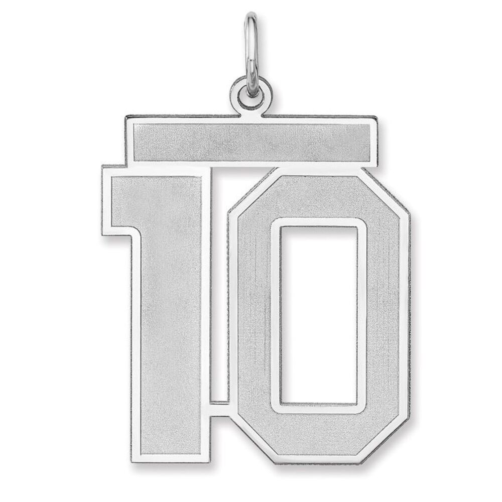 Sterling Silver, Jersey Collection, Extra Large Number 10 Pendant